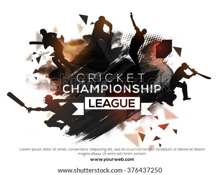 Silhouette of players in different playing actions on abstract paint stroke background for Cricket Championship League concept. Royalty-Free Stock Photo #376437250