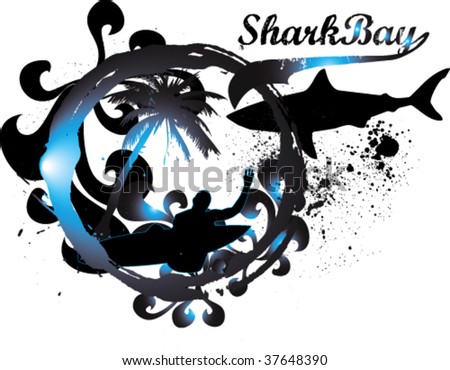 shark bay sticker vector background