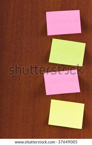 sticky notes on wood background