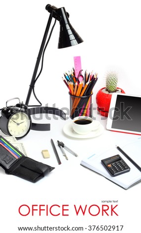 Office work tools pencil notebook business concept