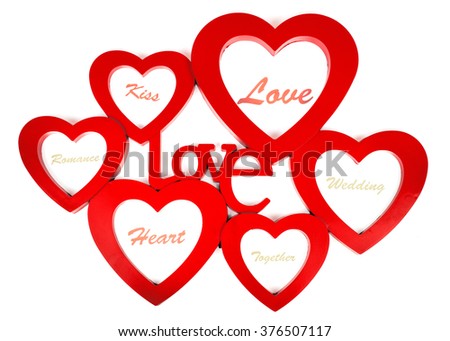 Heart shappes with label love