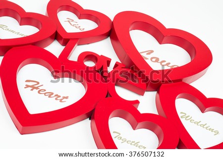 Heart shappes with label love