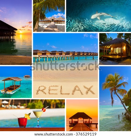 Collage of Maldives beach images (my photos) - nature and travel background (my photos)