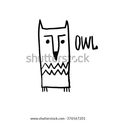 Funny owl vector illustration hand drawn