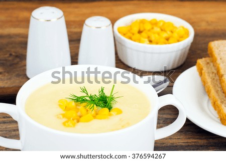 Soup of Mashed Potato with Corn Studio Photo