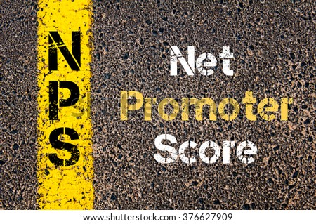 Concept image of Business Acronym NPS NET PROMOTER SCORE written over road marking yellow paint line