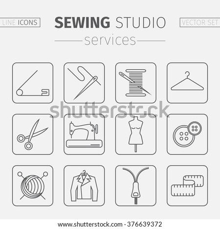 Sewing and needlework icons. Sewing studio vector design.