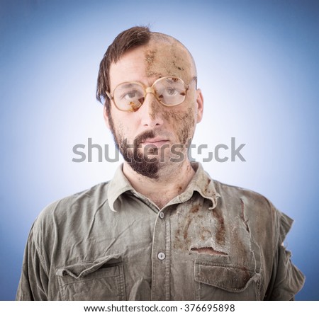Conceptual artistic face portait photo of a man
