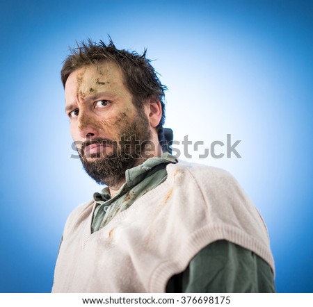 Conceptual artistic face portrait photo of a man