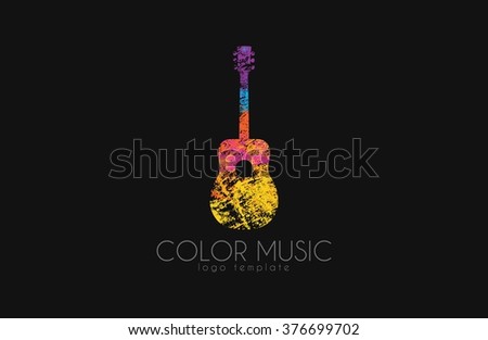 Guitar. Colorful logo. Rainbow guitar. music logo. Creative logo