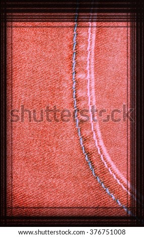 Red jeans texture wit a seam