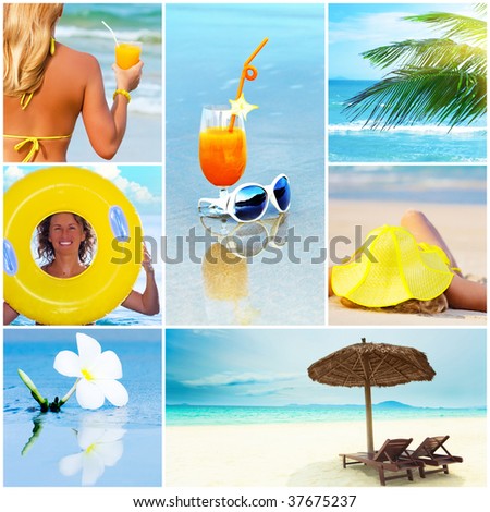 Beautiful summer collage made from tropical beach photos
