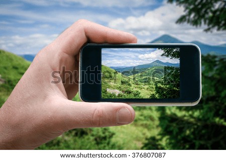 mountain scenery, nature in the mountain heights Photo by man photographed on a smartphone