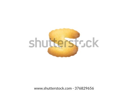 cookie alphabet on white background.
