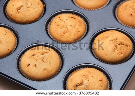 cupcakes in the shape of the baking pan, close-up