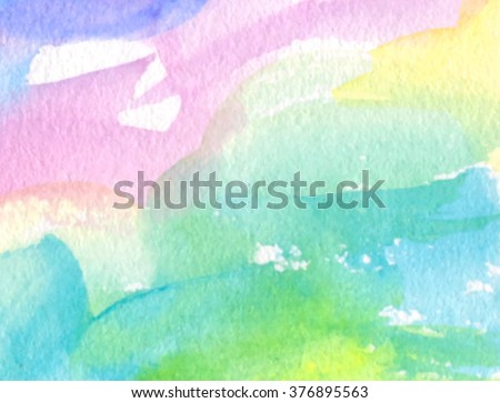 Colorful pink yellow green blue white violet watercolor hand draw paper texture decorative vector banner, Abstract wet brush paint wave card for greeting, invitation, template, print, wallpaper, web