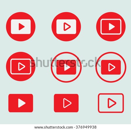 Red Play Vector Logo, JPG, JPEG, EPS Icon Button.youtube Flat Social Media Background Sign Download Royalty-Free Stock Photo #376949938