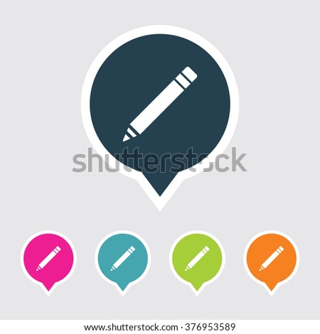 Very Useful Editable Pencil Icon on Different Colored Pointer Shape. Eps-10.