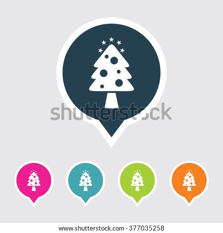 Very Useful Editable Christmas Tree Icon on Different Colored Pointer Shape. Eps-10.