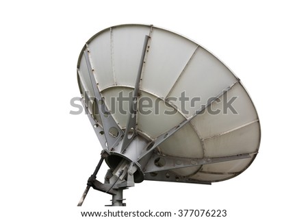 satellite antenna on white with path
