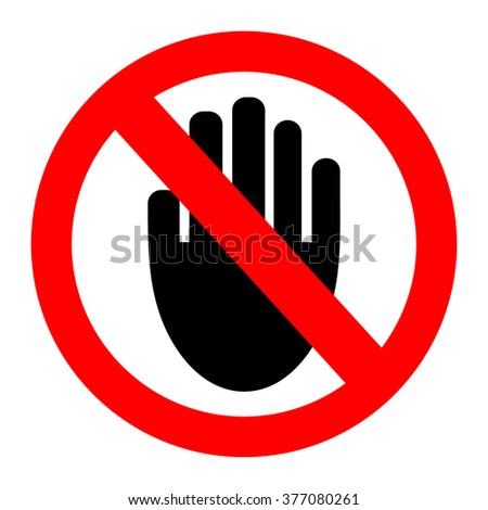 No entry hand sign on white background