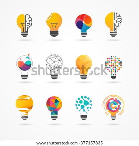 Light bulb - idea, creative, technology icons Royalty-Free Stock Photo #377157835