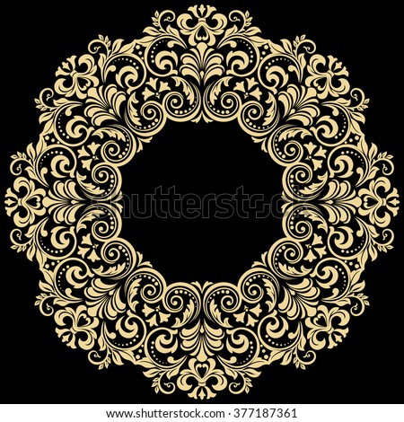 Vector decorative line art frames for design template. Elegant element for design in Eastern style, place for text. Golden outline floral border. Lace illustration for invitations and greeting cards