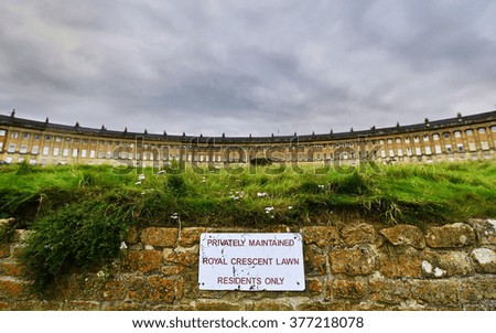 Sign at a Private Lawn on the Royal Crescent in Bath England