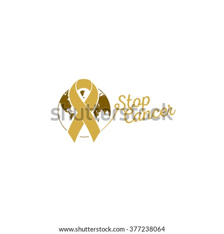 Childhood cancer day. Abstract ribbon sign. Medical symbol rare childhood illness. Isolated logo.