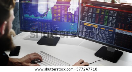 Businessman Working Finance Trading Stock Concept Royalty-Free Stock Photo #377247718