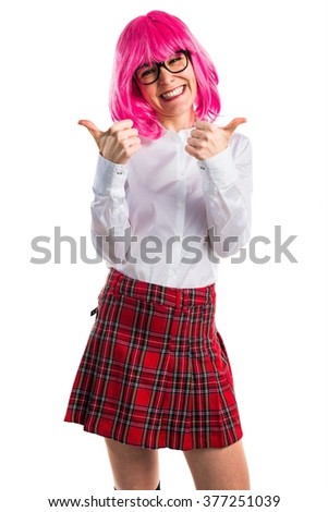 Student girl with thumb up
