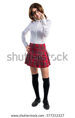 Teen student girl coming gesture