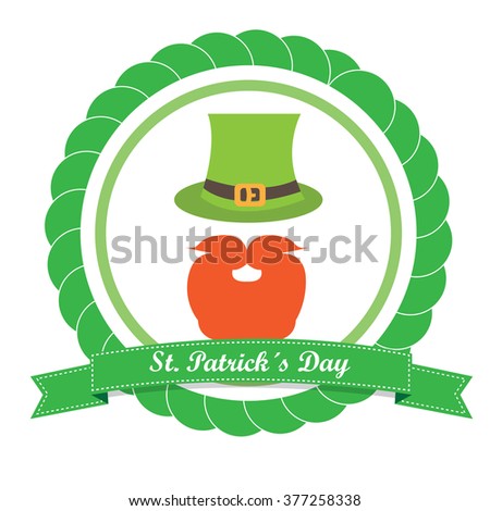 Isolated banner with a ribbon and a silhouette of a traditional elf for patrick's day