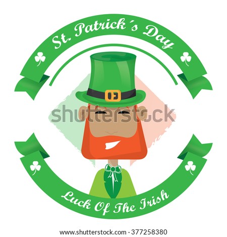 Isolated banner with ribbons with text and a traditional elf for patrick's day