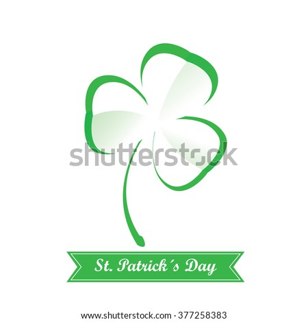Isolated clover on a white background with a ribbon with text for patrick's day