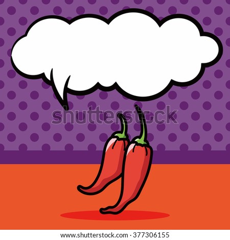 vegetable Chili color doodle, speech bubble