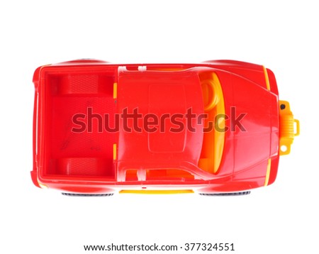 red toy car on a white background