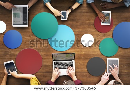 Diverse People Hands Team Busy Devices Concept