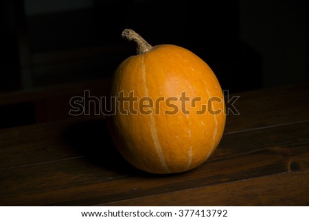 A Pumpkin in the dark background, studio picture