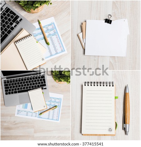 Office stationery collage