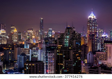 View of beautiful city, urban in the night. Royalty-Free Stock Photo #377416276