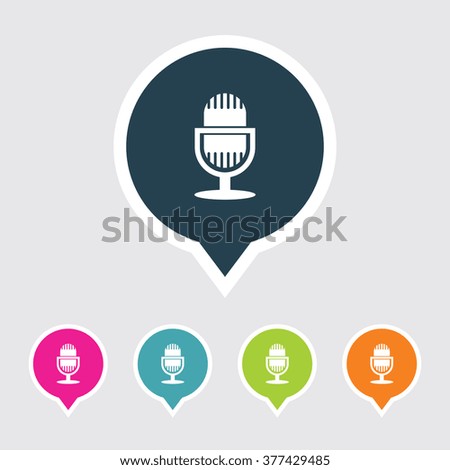 Very Useful Editable Microphone Icon on Different Colored Pointer Shape. Eps-10.