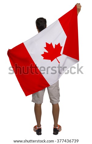 Canadian fan celebrates on white background