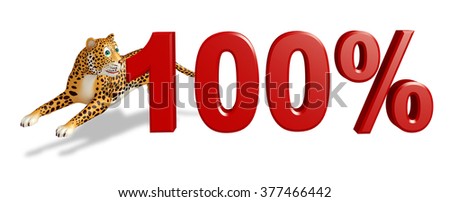 3d rendered illustration of Leopard cartoon character with 100% sign