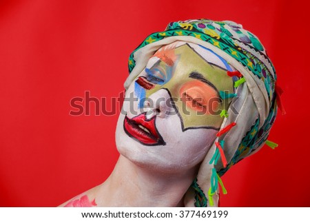 Art Make-up. Beautiful woman portrait with make-up, close-up