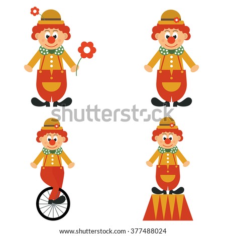bike and clown and clown with balls set