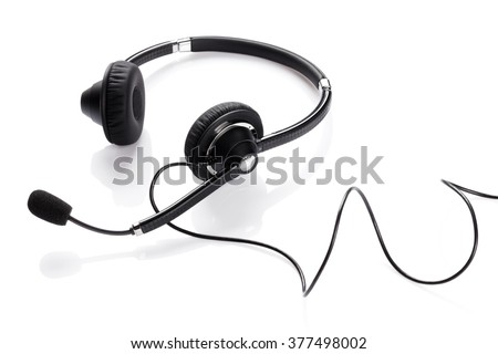 Helpdesk headset. Isolated on white background Royalty-Free Stock Photo #377498002