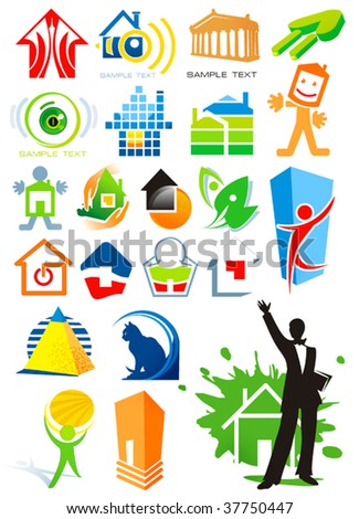 House vector Icons for Web. Construction or Real Estate concept. Abstract color element set of corporate templates. Collection 16.
