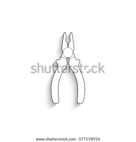 pliers - white vector icon  with shadow