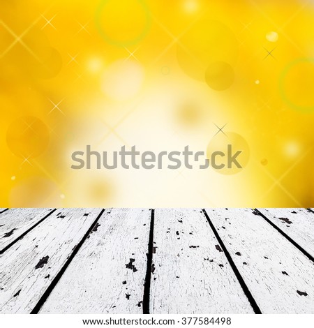 white wooden floor and abstract orange background in square form